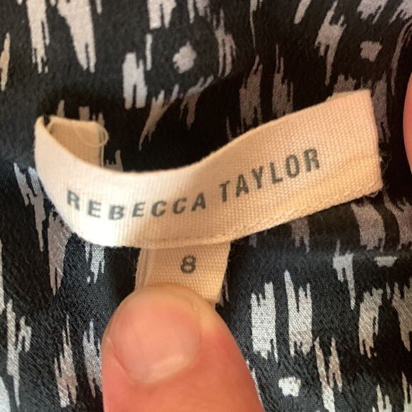 Rebecca Taylor Black Abstract Silk Printed Jumpsuit Size 8 - Picture 7 of 11